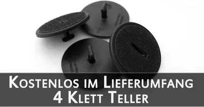 A group of black circular plastic fasteners with textured surfaces and protruding stems, arranged on a white background. A dark gray banner with white text is overlaid at the bottom.
