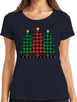 Produktbild von Weihnachtsbaum Karo Kariert - Weihnachten Weihnachtsgeschenk Christmas Damen T-Shirt, Navy, XL