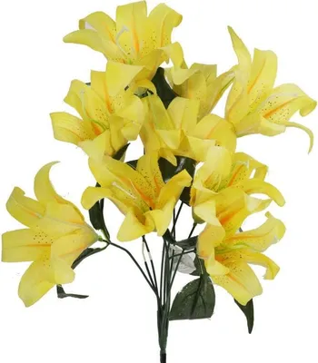 Zdjęcie produktu dla Bukiet 10 Sztucznych Lilii Koloru Żółtego - Wysokość 44 Cm