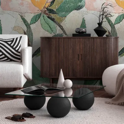 Productafbeelding van Profhome 791443-GU Fotobehang floral mat groen crèmewit 1,59 m x 2,8 m