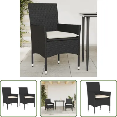 Immagine prodotto di The Living Store Sedie da giardino con cuscino 2 pezzi nero Poly Rattan