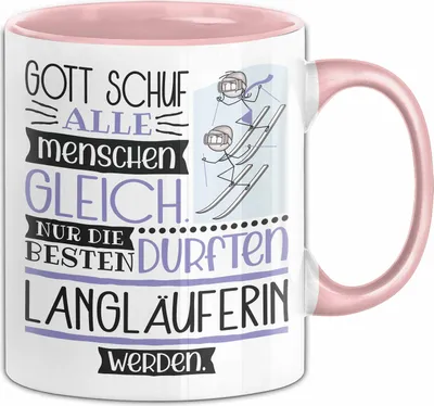 Produktbild von Langläuferin Geschenk Becher Tasse Gott Schuf Alle Menschen Gleich Nur Die Besten Durfeten Langläuferin Werden Geschenkidee Lustig (Rosa)