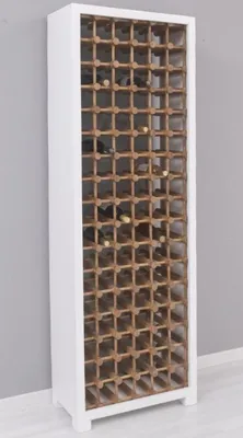 Image de Casa Padrino Armoire à vin en bois massif de style rustique blanc / naturel 68 x 35 x H. 200 cm - Casier à vin en bois massif de style rustique - Meubles de bar en bois massif - Meubles de bar de style rustique