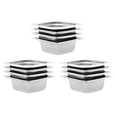 Zdjęcie produktu dla Pojemniki gastronomiczne 12 szt. GN 1/6, 65 mm, stal nierdzewna