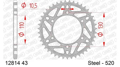 Produktbild von AFAM Kettenrad 12814-43 radseitig Hinten 0,63kg