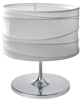 Produktbild von Runde Tischleuchte LUPO mit weißem Textilschirm – Chrom / Silber von Sompex E27 Max. Leistung: 60 W Spannung: 230 V Leuchtmittel: Nicht enthalten 230V