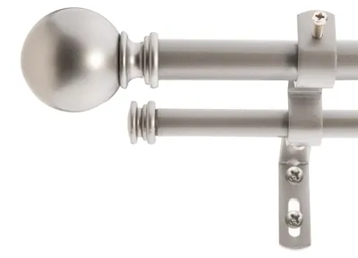 Obrázok produktu pre Sada závesových tyčí Decopolitan, klasický štýl, guľatá, dĺžka 66 až 122 cm, tmavo strieborná farba