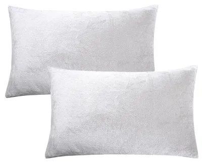 Produktbild von 2er Set Kissenbezug 40 x 80 cm Weiß Samt Weich Flauschig