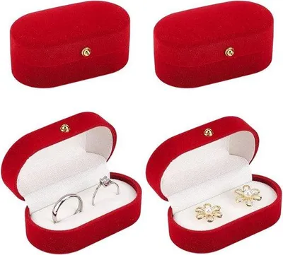 Produktbild von Famanu Ringbox Set von 4 - Doppelter Ringdisplay-Halter - Schmucketui für Ohrringe und Anhänger - Geschenkboxen für besondere Anlässe
