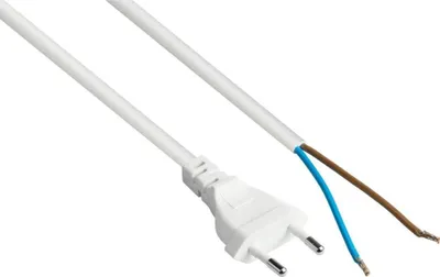 Produktbild von Netzkabel Euro-Stecker Typ C, abisolierte Enden, 1,5 m, 0,75 mm2, weiß