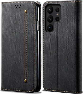 Produktbild von Galaxy S23 Ultra Hülle, Leder Brieftasche Flip Bookstyle Schutzhülle mit Standfunktion für Samsung Galaxy S23 Ultra Schwarz