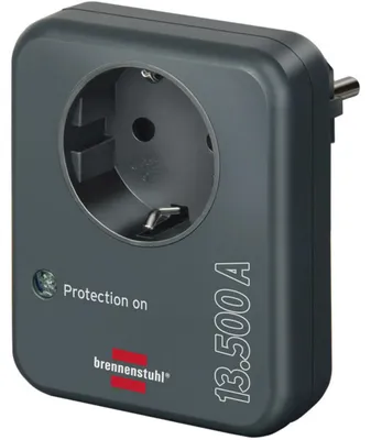 Image de Brennenstuhl Adaptateur de prise avec protection contre les surtensions 13.500 A (adaptateur servant de parafoudre pour les appareils électriques) anthracite