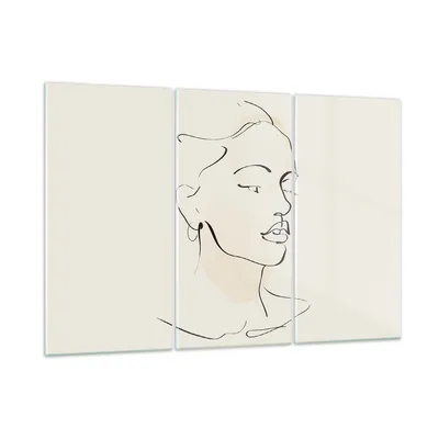 Produktbild von Bilder auf glas - 3 Teile - Frau Zeichnung Linie - 105x70cm - Glasbilder - Wandbilder - Bilder - zum Aufhängen bereit - Wanddekoration aus Glas - Glas Bilder - Wandbild auf Glas - GCE105x70-5046