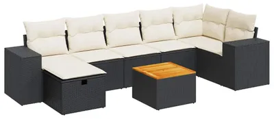Immagine prodotto di vidaXL Set di divani da giardino a 8 pezzi con cuscini in rattan nero