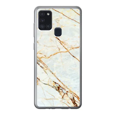 Produktbild von MuchoWow® Handyhülle Schutzhülle Hülle für Samsung Galaxy A21s Marmor - Gold - Luxus Silikon Softcase Handy Hülle - Hartschale - Geburtstag Teenager