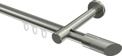 Produktbild von Interdeco Innenlaufstange / Gardinenstange mit Innenlauf Edelstahl-Optik, Typ Prestige Verano (Schräge Bicolor), 20 mm Ø 1-läufig, 120 cm