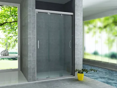 Immagine prodotto di Porta scorrevole a scomparsa Aloni, 3 ante, vetro da 8 mm (120x200 cm)