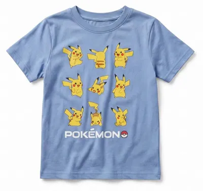 Image de T-shirt à manches courtes Pokémon Pikachu pour garçon, tailles 98-128, 100 % coton - Bleu clair, 110