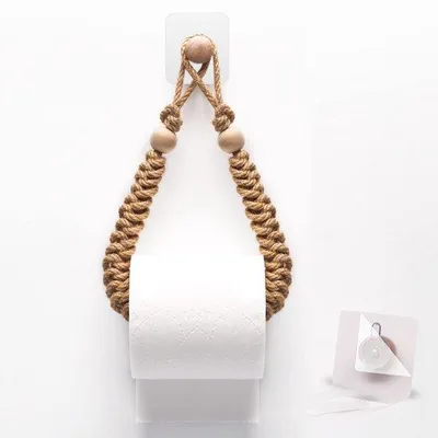 Produktbild von Toilettenpapierhalter aus Jute, selbstklevend, für Badezimmer