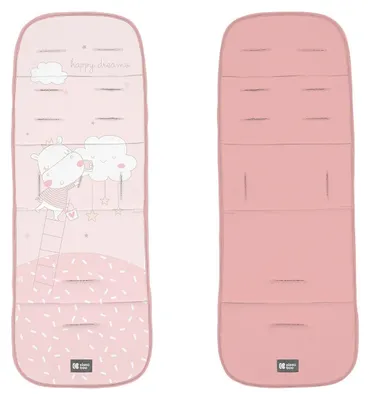 Produktbild von Kikkaboo Kinderwagen-Einlage Kindermotive, beidseitig verwendbar, Sitzauflage rosa