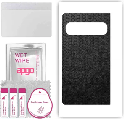 Produktbild von apgo Rückseite Schutzfolie, Skin, kompatibel mit Google Pixel Fold, Hinten Displayschutzfolie aus Vinylfolie, kratzfest, einfache Montage - Schwarze Honigwabe