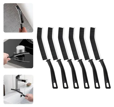 Produktbild von 6 Stück Hartborsten Eckenreinigungsbürste, Fugenbürst, Spaltreinigungsbürste, Fugenreinigungsbürste, Fugenbürste Bad, Reinigungsbürste für Fliesenböden Küche Badezimmer