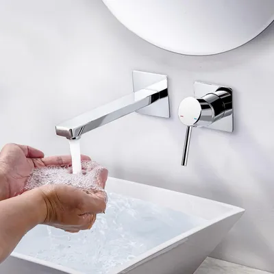 Zdjęcie produktu dla Bateria umywalkowa podtynkowa, mosiężna, chromowana, z przyłączami G1/2"