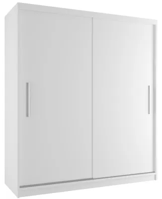 Image de Grande armoire TIMPAS 158 cm à portes coulissantes, BLANCHE