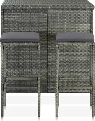 Produktbild von vidaXL 3-tlg. Bar Set Poly Rattan Grau