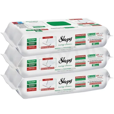 Produktbild von Roxlin Sleepy Easy Clean Bodenwischtuch 8-lagig XLarge | Micro Cyclone Technologie | Für Mop geeignet, rückstandsfrei, 50 Stück | Feuchte Bodentücher
