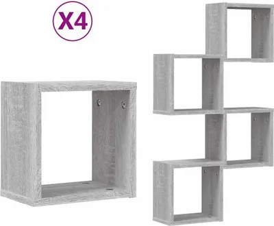 Immagine prodotto di vidaXL Mensole da parete 4 pezzi Grigio Sonoma 26 x 15 x 26 cm Materiale a base di legno