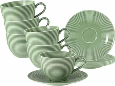 Produktbild von Seltmann Weiden Beat Salbeigrün Milchkaffeetasse + Untertasse 6er Set
