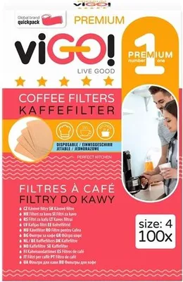 Obrázek produktu pro Kávový filtr viGo!- č. 4, M, 100 ks
