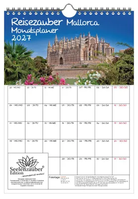 Produktbild von Reisezauber Mallorca Planer DIN A4 Kalender für 2027 Palma Urlaub Mediterran Spanien - Seelenzauber