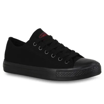 Produktbild von Mytrendshoe Herren Sneakers Sportschuhe Stoffschuhe Schnürer 94238, Farbe: Schwarz Schwarz, Größe: 44