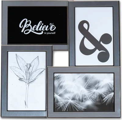 A multi-photo frame with four different pictures displayed.