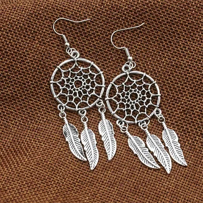 Produktbild von Frauen Mode Böhmischen Traum Catcher Tropfen Baumeln Ohrring Weihnachten Geschenk Schmuck