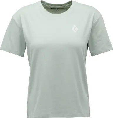 Hellgrünes T-Shirt "W Heritage Badge Ss Tee" von Black Diamond; kurzärmlig mit Logo.