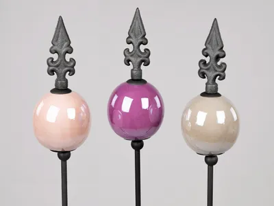 Produktbild von Metall Stecker franz. Lilie. 3x Gartenstecker Lila Grau Rosa 110cm