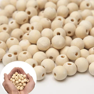 Produktbild von Holzperlen - Naturfarben mit Bohrung - Bastelbedarf - 140 Stück 16 mm