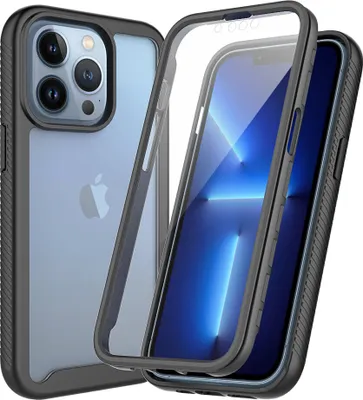 Immagine prodotto di Custodia per iPhone 13 Pro bumper con protezione dello schermo a 360° incorporata custodia protettiva full body nera