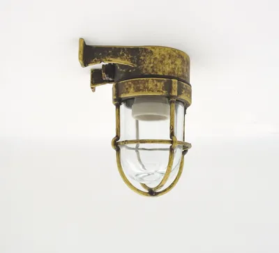 Produktbild von Außenwandlampe Echt-Messing Glas E27 IP64 H: 16,5 cm in Messing verwittert Maritim Außenlampe Wand