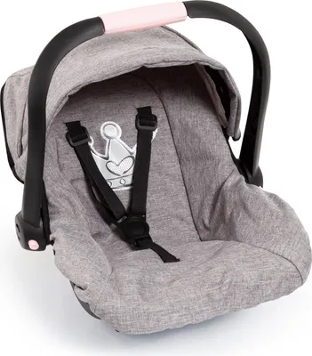 Produktbild von Bayer Design 67910AA Puppenautositz mit Dach, verstellbarem Griff, Sicherheitsgurt, für Puppen bis 46 cm, grau