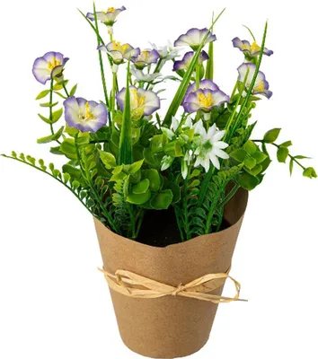 Produktbild von GASPER Petunienmix Violett & Weiß im Packpapiertopf Ø 15 cm - Kunstblumen