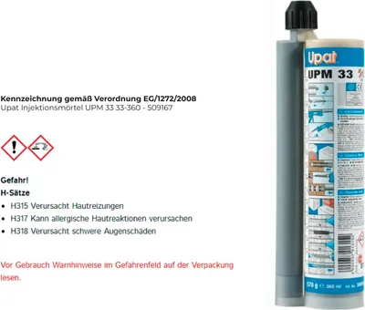 Produktbild von UPAT Injektionsmörtel UPM 33 33-360 Mörtel