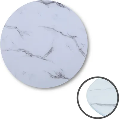 Produktbild von HOOZ Glasplatte als Tischplatte in Ø70cm Facettenschliff, Schutzplatte mit 6mm ESG Sicherheitsglas (Marmoroptik Weiß)