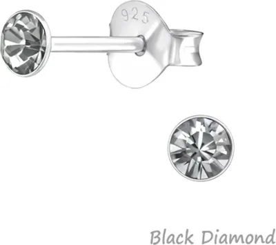 Produktbild von Silber Ohrstecker Kristall rund 3 mm Black Diamond