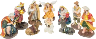 Image de Crèche traditionnelle - peinte à la main, 11 pièces, 10 cm