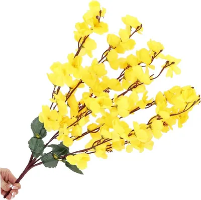 Produktbild von Dekolo Künstliche Blumen Deko Zweig Frühlingsstrauß Blumendekoration Gelb