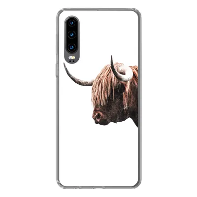 Produktbild von MuchoWow® Handyhülle Schutzhülle Hülle für Huawei P30 Schottischer Highlander - Hoorn - Porträt Silikon Softcase Handy Hülle - Kartenbesitzer